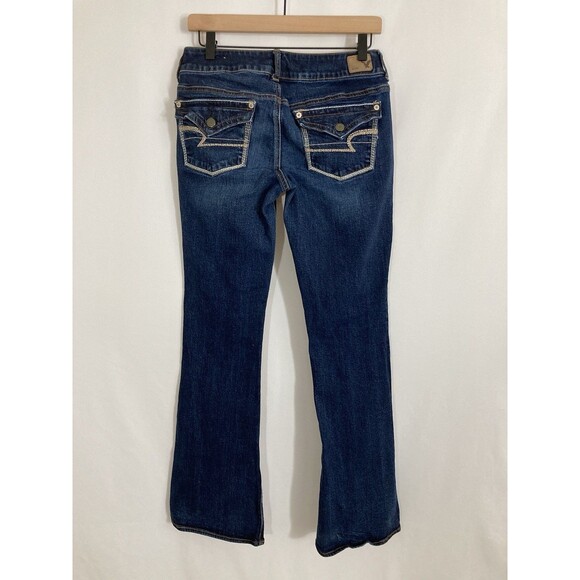 AMERICAN EAGLE Jeans Women's 6 Blue Denim Artist Bootcut Low Rise Flap Pocket - Picture 3 of 11